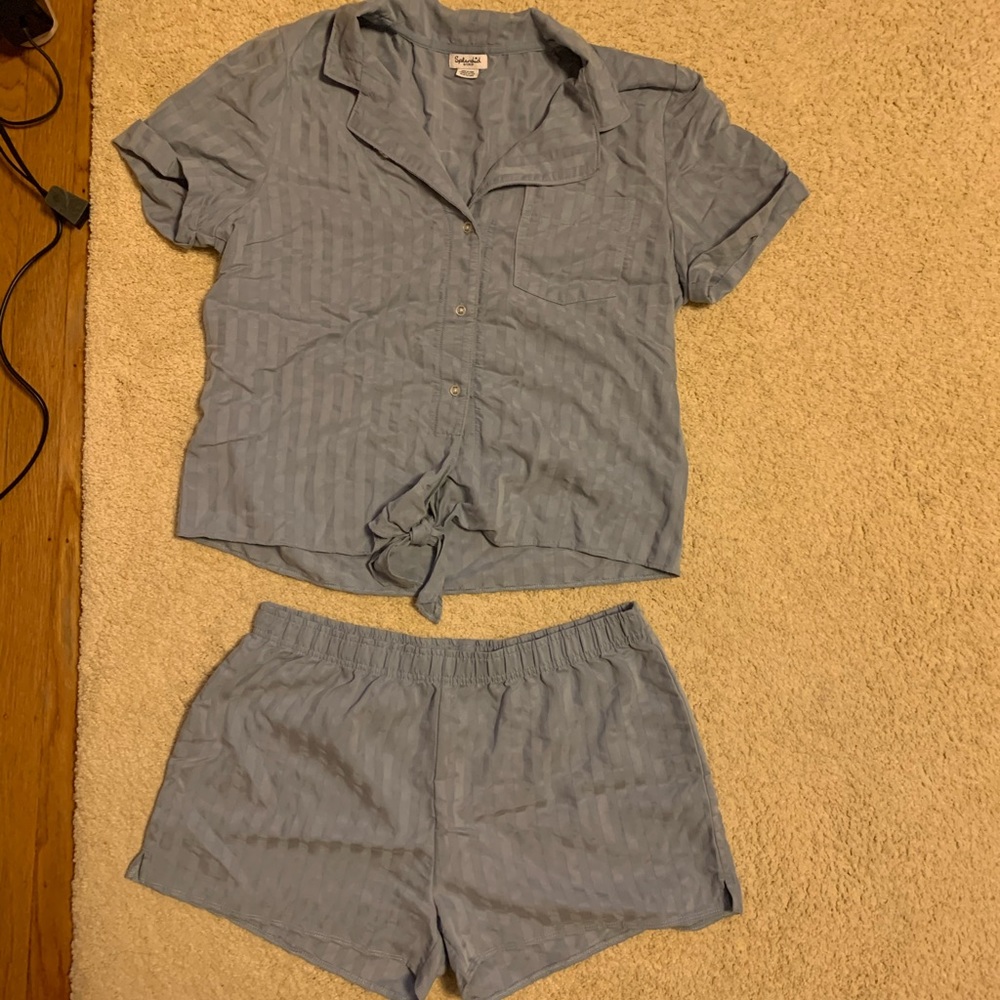 Blue striped Splendid PJ short set